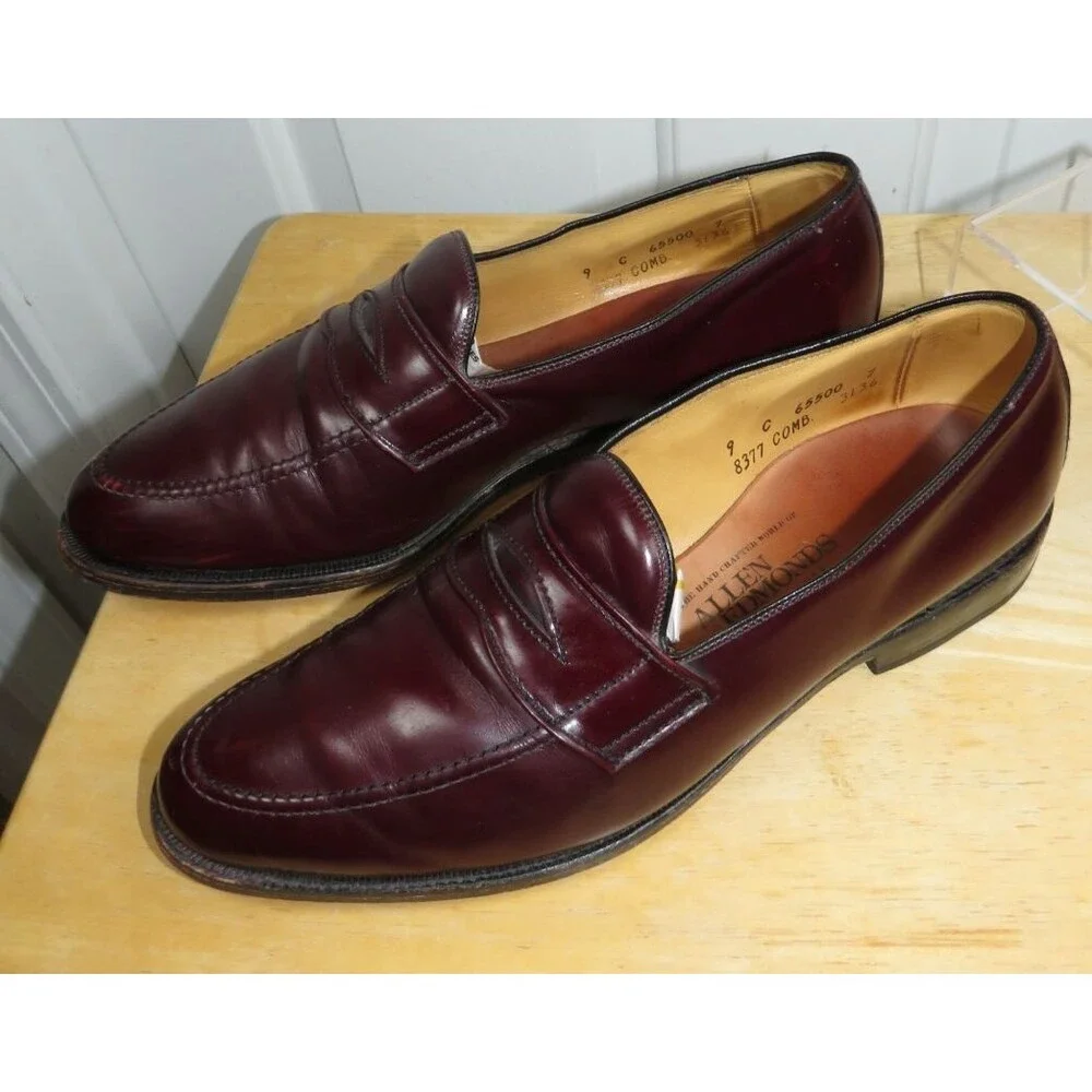 Allen Edmonds Lexington Size 9 C Burgundy Brown Men's Loafers Shoes